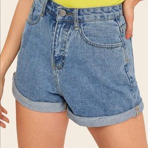 NWT SHEIN Rolled High-Rise Denim Shorts